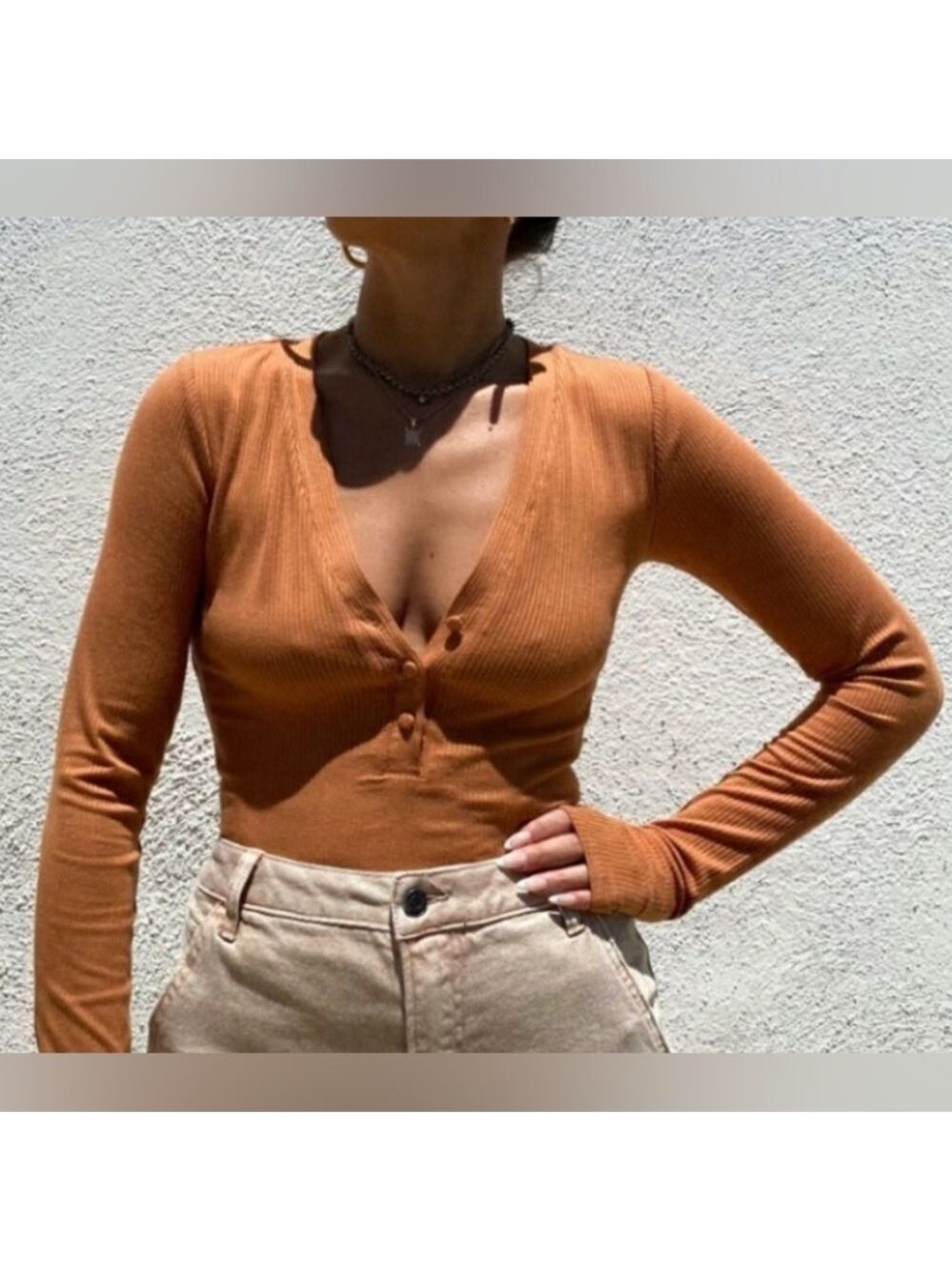 AFRM Arbor ribbed henley top - size 1x - nwt in the color caramel